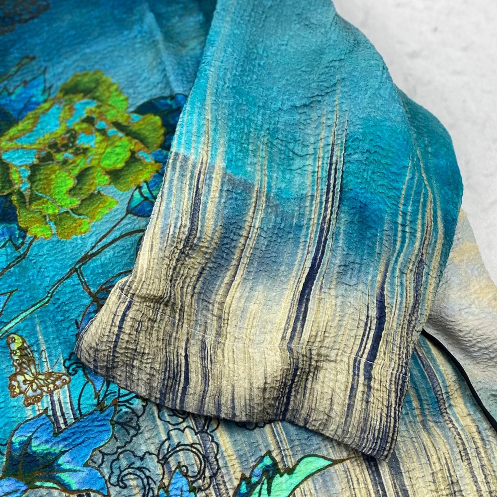 Citron Santa Monica Art To Wear Silk Rayon Crinkle Tunic Blouse Women's 0X - Picture 12 of 16